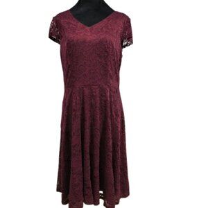 Bery Love Burgundy Lace Knee Length Women's Dress Size XL